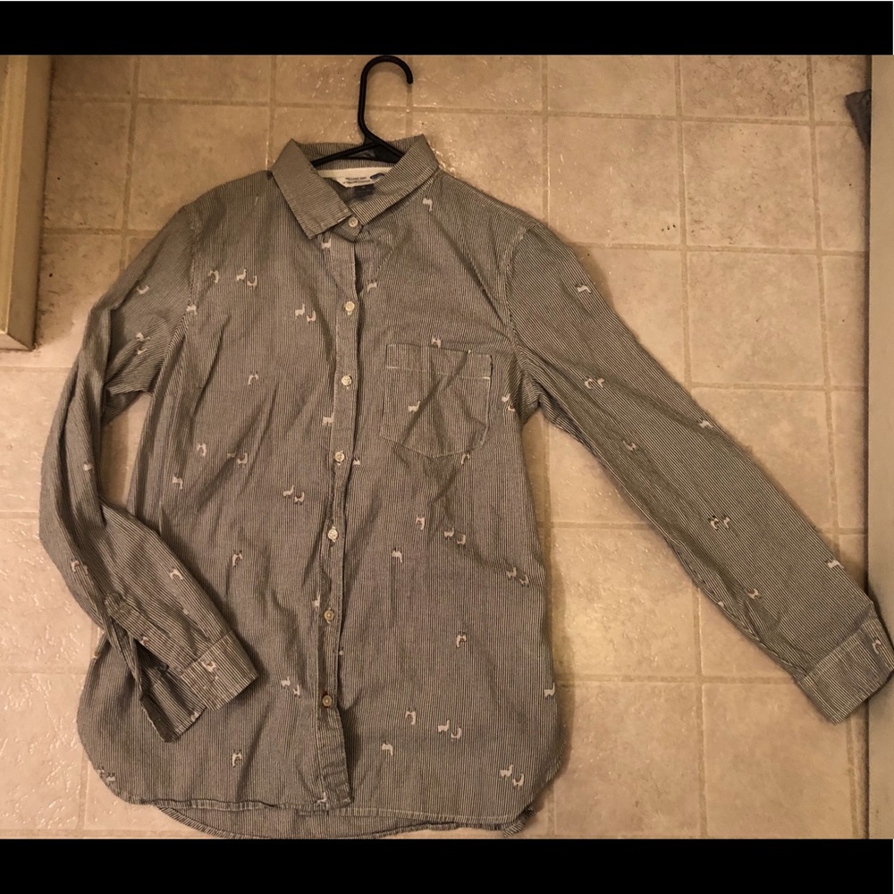 Llama Print Button Down